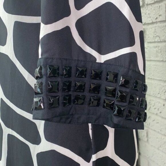 MICHAEL Michael Kors Women Silk Beaded Cuffs Giraffe Print Dress Size M - Picture 4 of 11